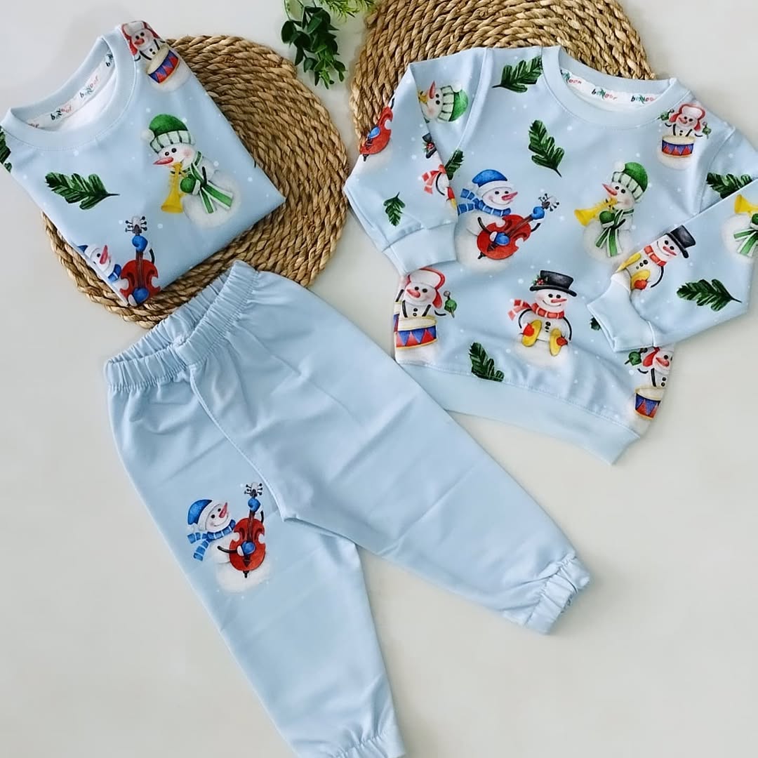 ست بلوز شلوار نوزادی آدم برفی
